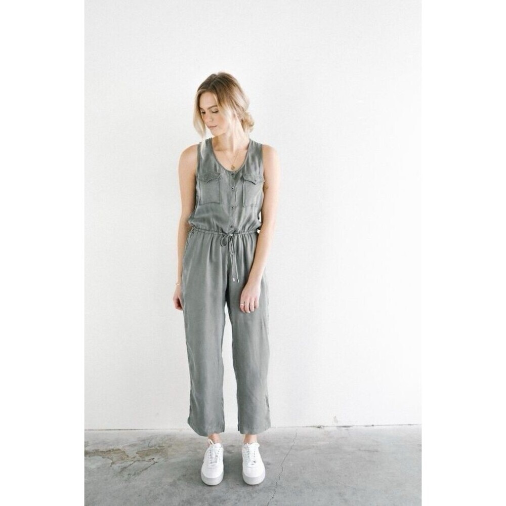 RAILS Women’s SMALL Petite Jumpsuit Scout Sleeveless Green Olive Cropped Cupro
